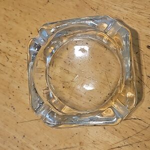 Vintage 60's Mid-Century Modern Clear Glass Square Ashtray